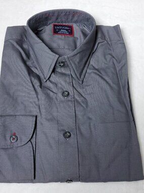 UNTUCKit Sangiovese Shirt Mens S Small Regular Gray Cotton Button Up Long Sleeve